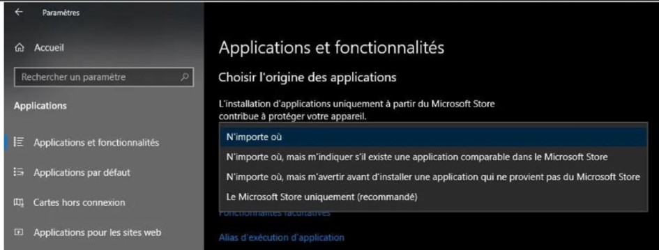 Param&egrave;tre MS Store